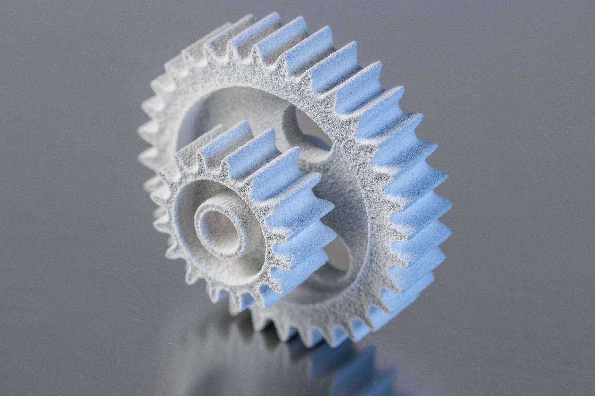 3D Druck Bauteil Zahnrad weiß MJF-Verfahren